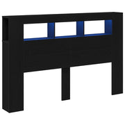 Testiera | Testata LED con strisce LED Rovere Nero 160 x 18,5 x 103,5 cm