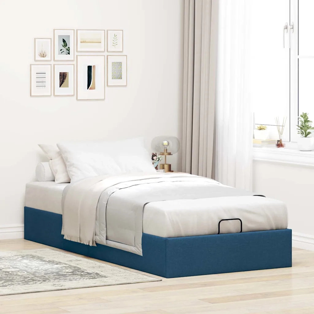 Struttura Letto Pouf senza Materasso Blu 80x200 cm in Tessuto