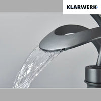 NAVIS |Rubinetto a cascata design bagno rubinetto bagno alto grigio titanio|Elegante  in acciaio inossidabile  per lavelli alti|miscelatore 2 attacchi