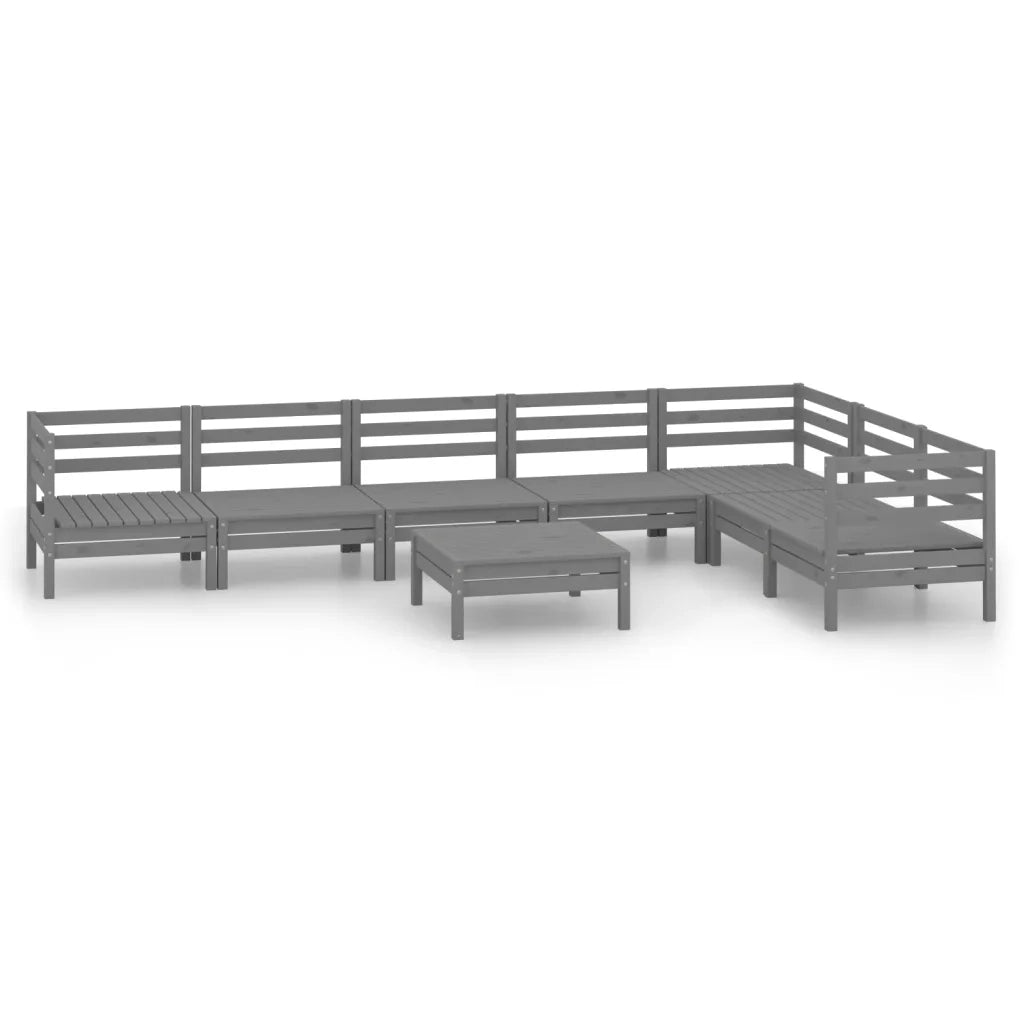 Set Salotto da Giardino 8 pz in Legno Massello di Pino Grigio 3083021