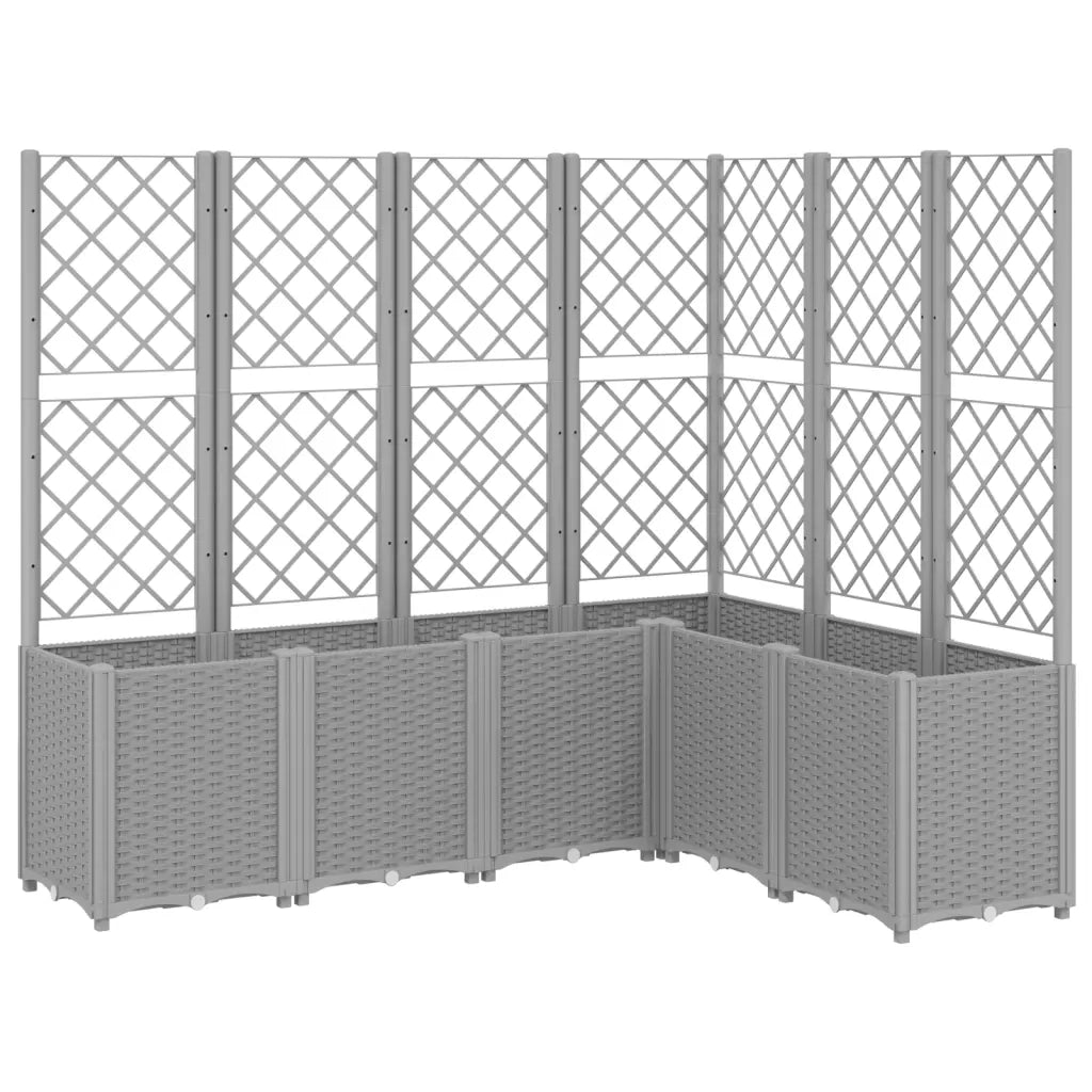 Fioriera Giardino con Graticcio-Vaso da Esterno-Contenitore per Piante Grigio Chiaro 160x120x140 cm PP