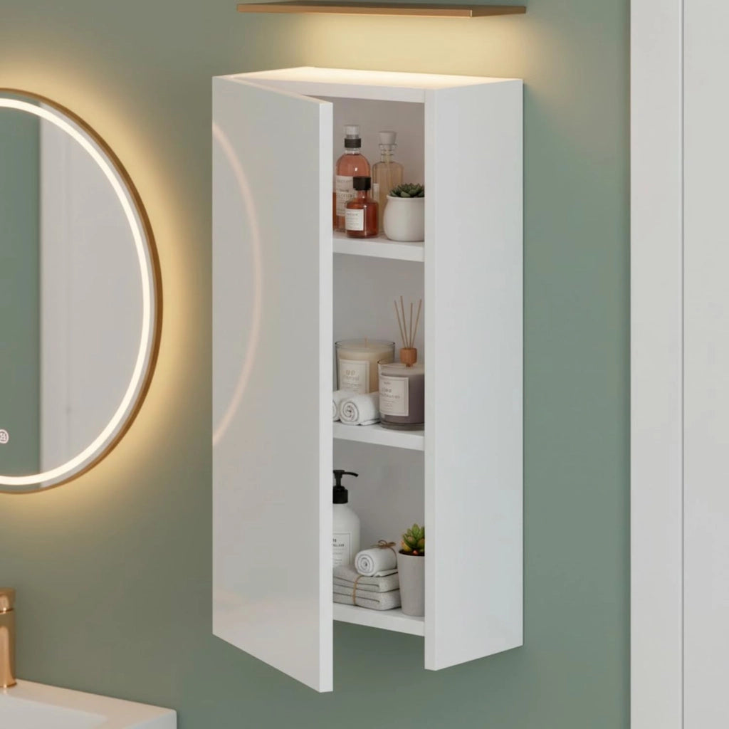 Armadietto Bagno Sospeso Con Anta Reversibile E 2 Ripiani Regolabili Mobile Salvaspazio Da Parete In Melaminico Per Bagni Moderni E Piccoli Spazi 60 X 30 X 16 Cm Colore Bianco