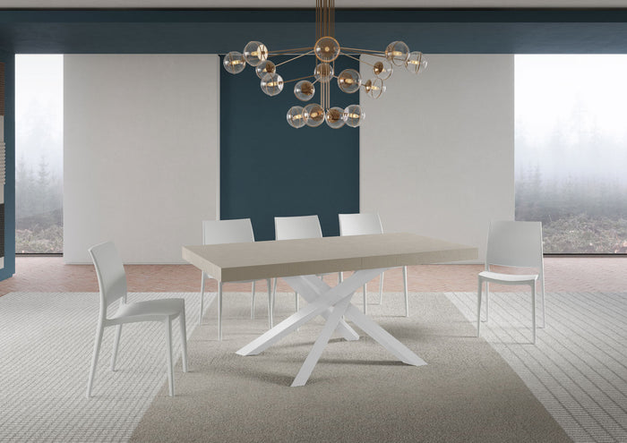 Tavolo Allungabile 200-304x90x77 cm Volantis Cashmere Telaio Bianco