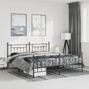 Giroletto con Testiera e Pediera Metallo Nero 193x203 cm 353561