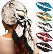 Set di sciarpe quadrati grandi - 5 pezzi - seta - 90 cm x 90 cm - colore vivace - sciarpe per capelli/sleeve per dormire - donne