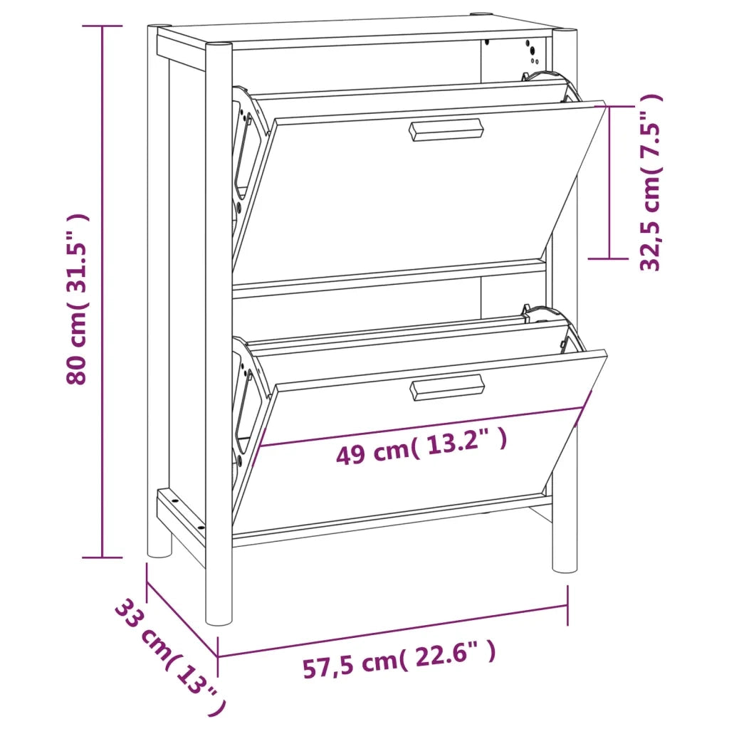Scarpiera Bianca 57,5x33x80 cm in Legno Multistrato 345684