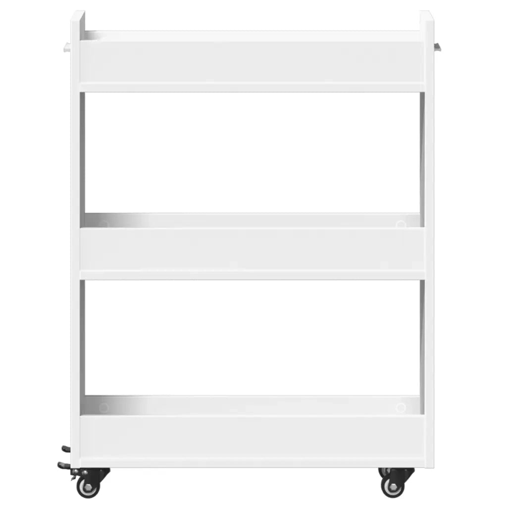 Mobile contenitore classico bianco su ruote 60 x 22 x 79 cm con ampio spazio contenitivo realizzato in legno composito bianco 02_0049398