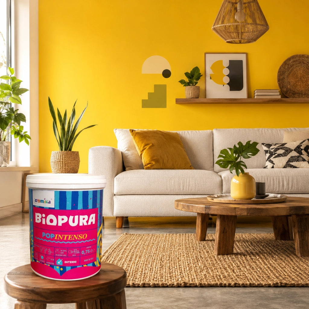 Popintenso palestra e decori interni pittura murale lavabile e coprente cromika *** formato 0,750 lt, colore- giallo ...