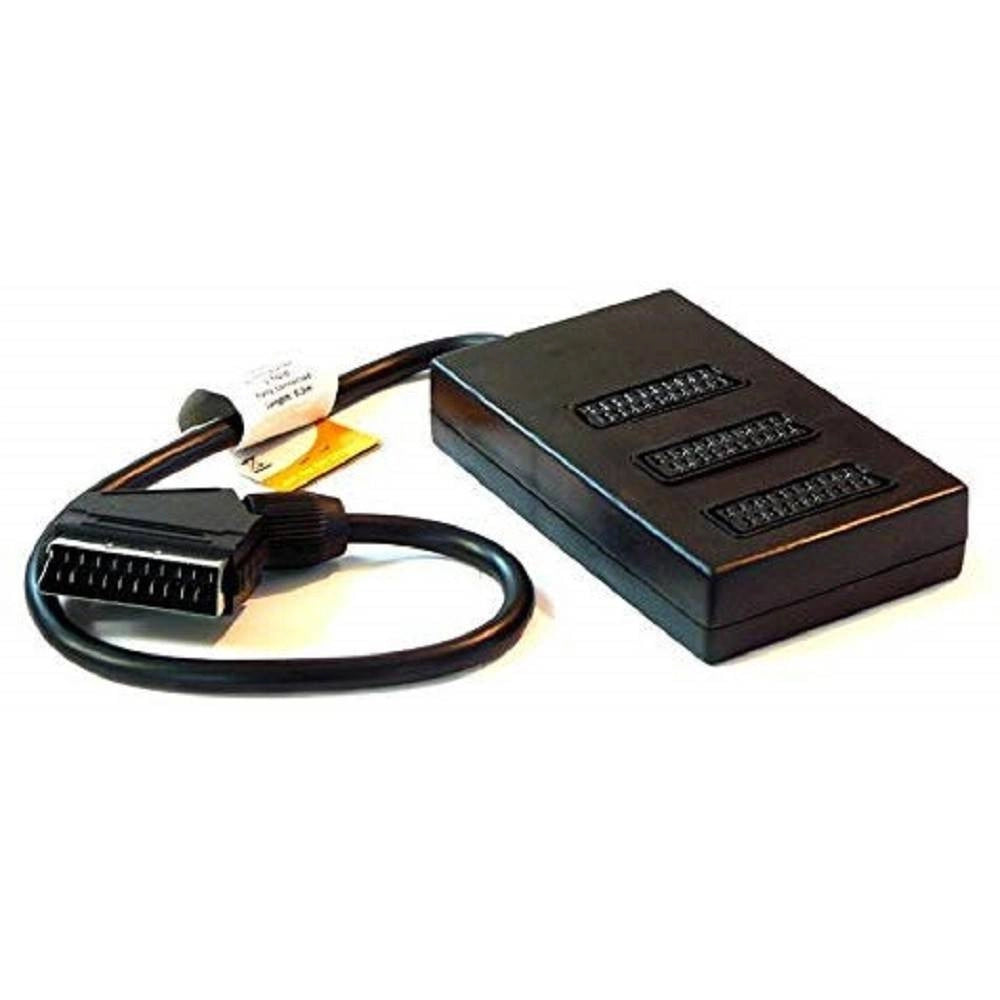 Trade Shop - Euroconnettore Ciabatta Multipresa Scart A 3 Posti Basetta Cavo Sdoppiatore Ingressi -