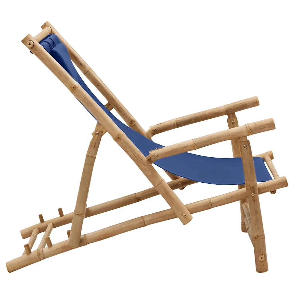 Sedia da Giardino | Sedia a Sdraio in Bamb¨´ e Tela Blu Marino