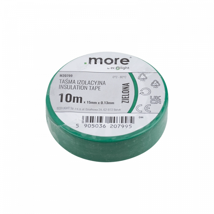Nastro isolante verde 15 mm x 10 m Ecolight