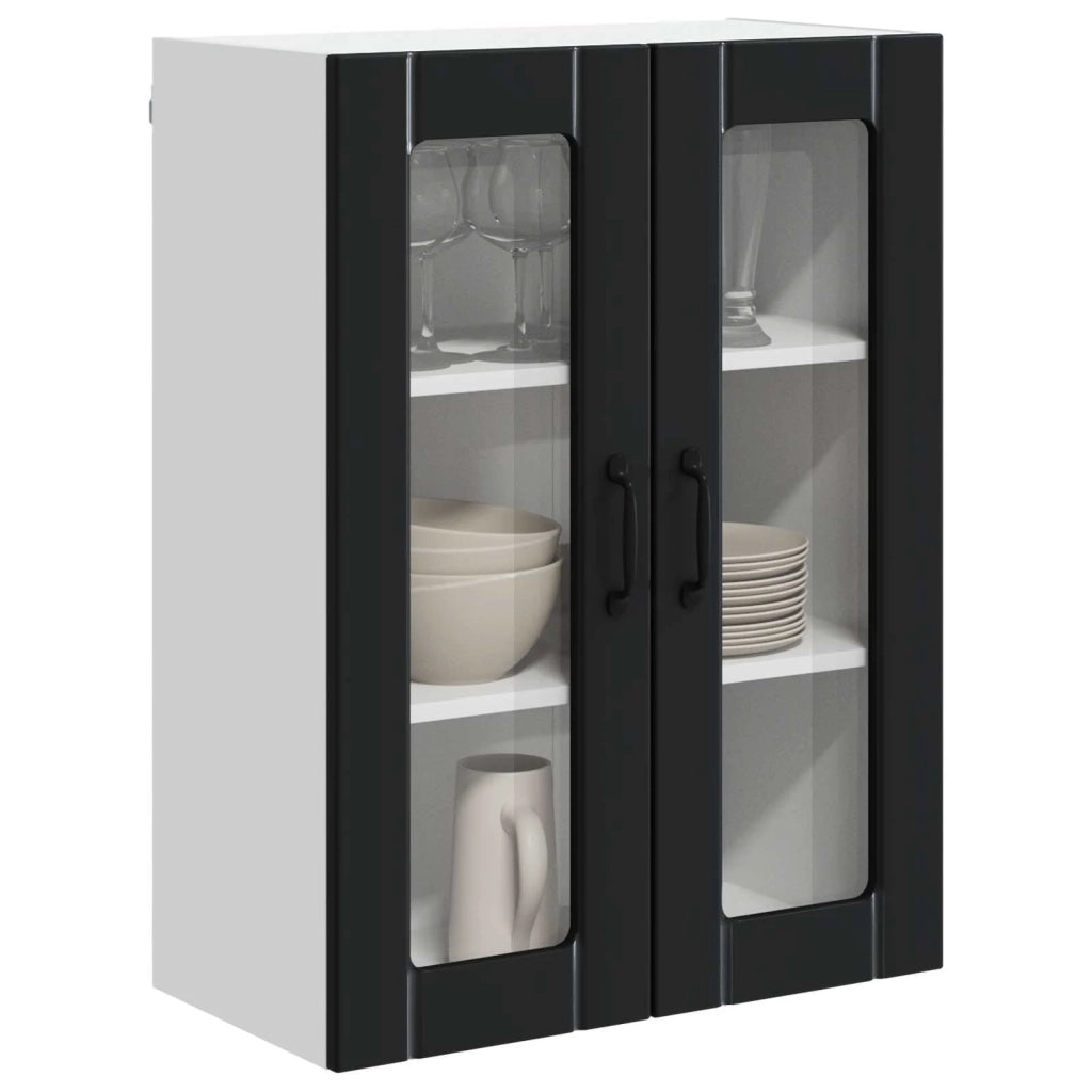 Pensile da cucina | Mobile in vetro da parete LUCCA Nero 60 x 31 x 80 cm