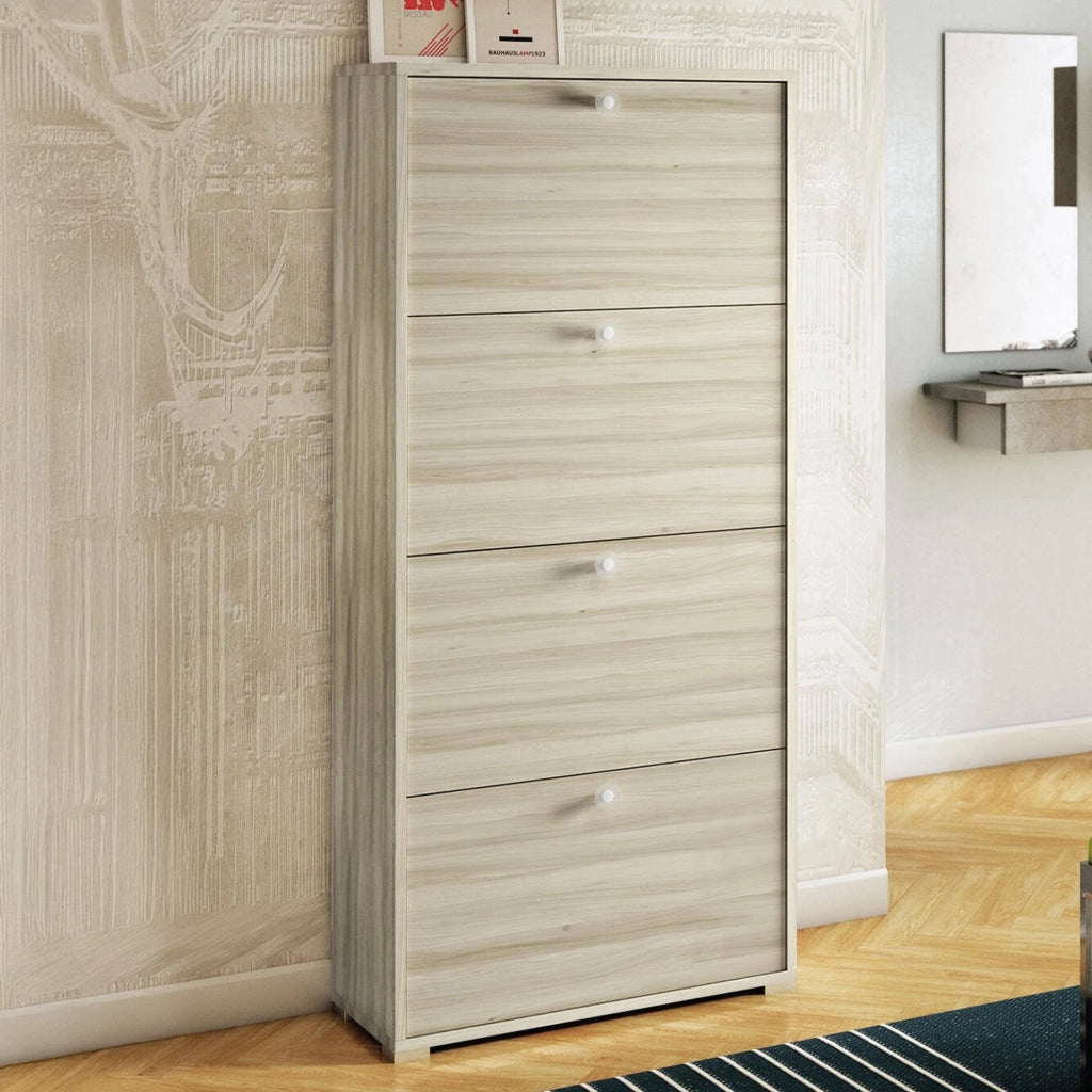 Mobile Portascarpe Adeindein, Scarpiera 24 Paia Made in Italy, 67x28x147h cm Marrone Rovere