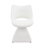 Sedia da pranzo girevole con schienale alto design ergonomico e seduta imbottita in similpelle bianco