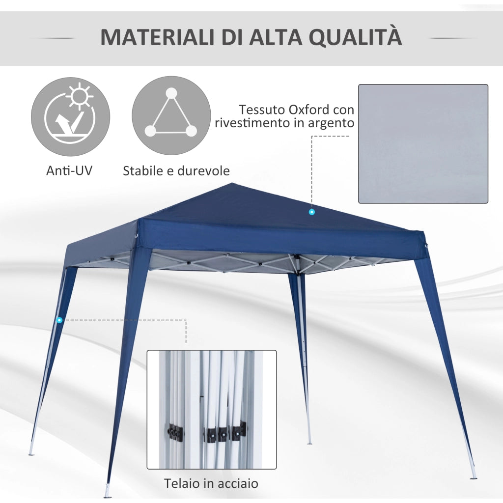 Gazebo Pieghevole da Giardino ¨C zephmum ¨C Blu, Acciaio, 2.4x2.4m