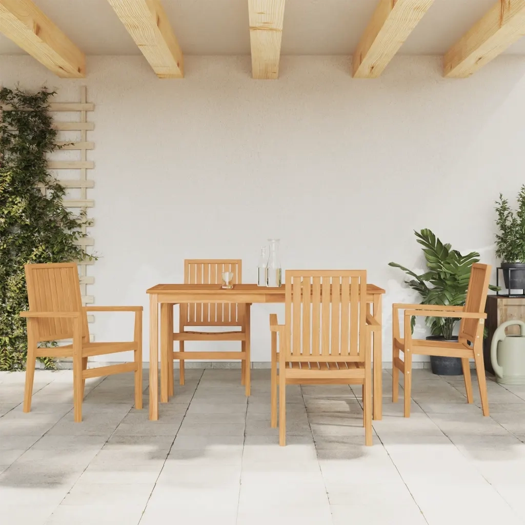 Set da Pranzo per Giardino 5 pz in Legno Massello di Teakcod mxl 69718