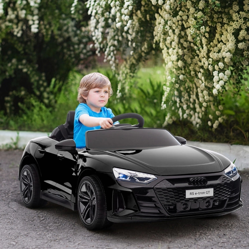 Auto elettrica per bambini, con licenza Audi, con cintura di sicurezza, telecomando, luci, nera, 103 x 58 x 41 cm