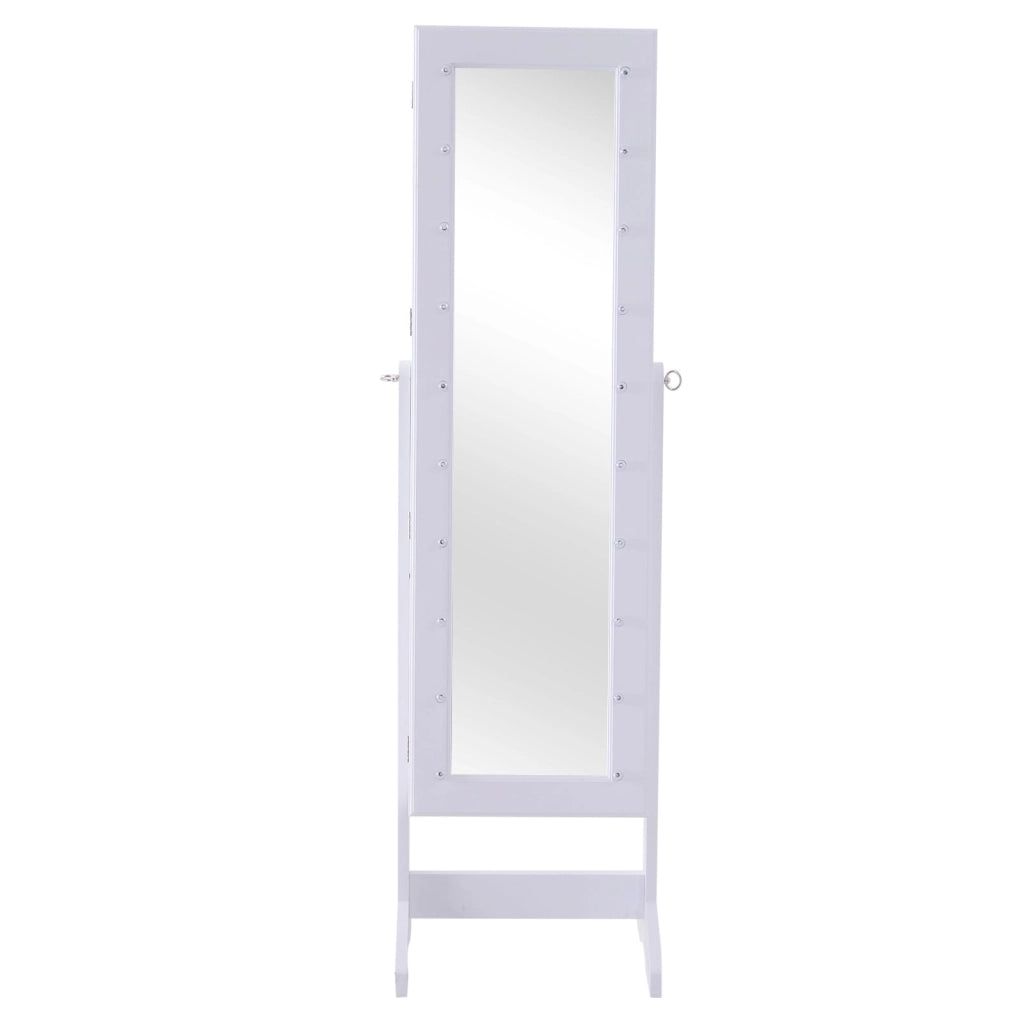 Armadio Portagioie a Specchio con 20 Luci LED Bianco 40x37x146 cm