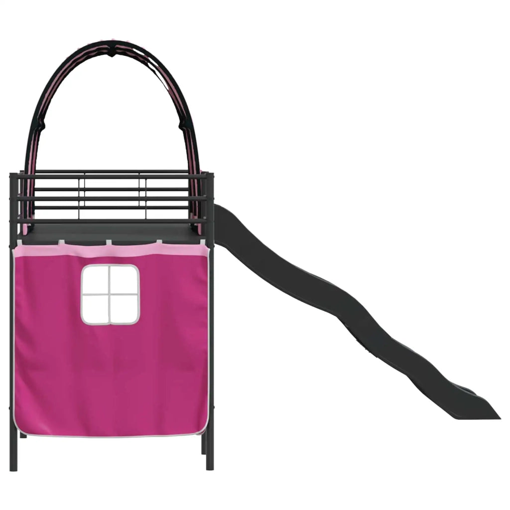 Struttura del letto loft per Bambini | Letto Infantile | Lettino Nero e rosa 90 x 190 cm
