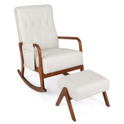 Sedia a dondolo con pouf 65 x 97 x 104 cm ergonomica e confortevole design moderno in legno di caucciù beige 20_0012117