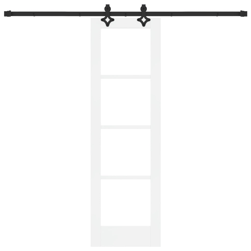 Porta Scorrevole  con Set Hardware Bianco 61x198,5 cm Legno Massello Pino