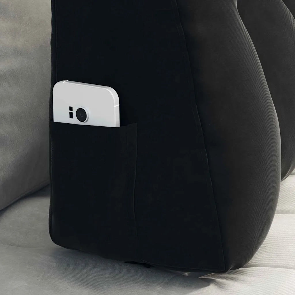 Cuscino per Schiena Nero 80 x 24 x 50 cm Velluto