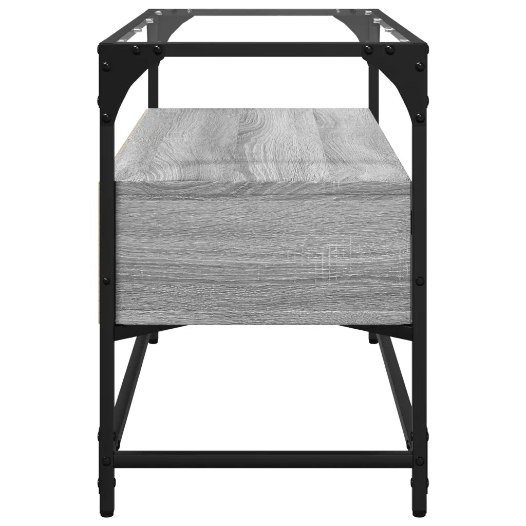 Mobile TV Piano Vetro Grigio Sonoma 80x35x51 Legno Multistrato 846062