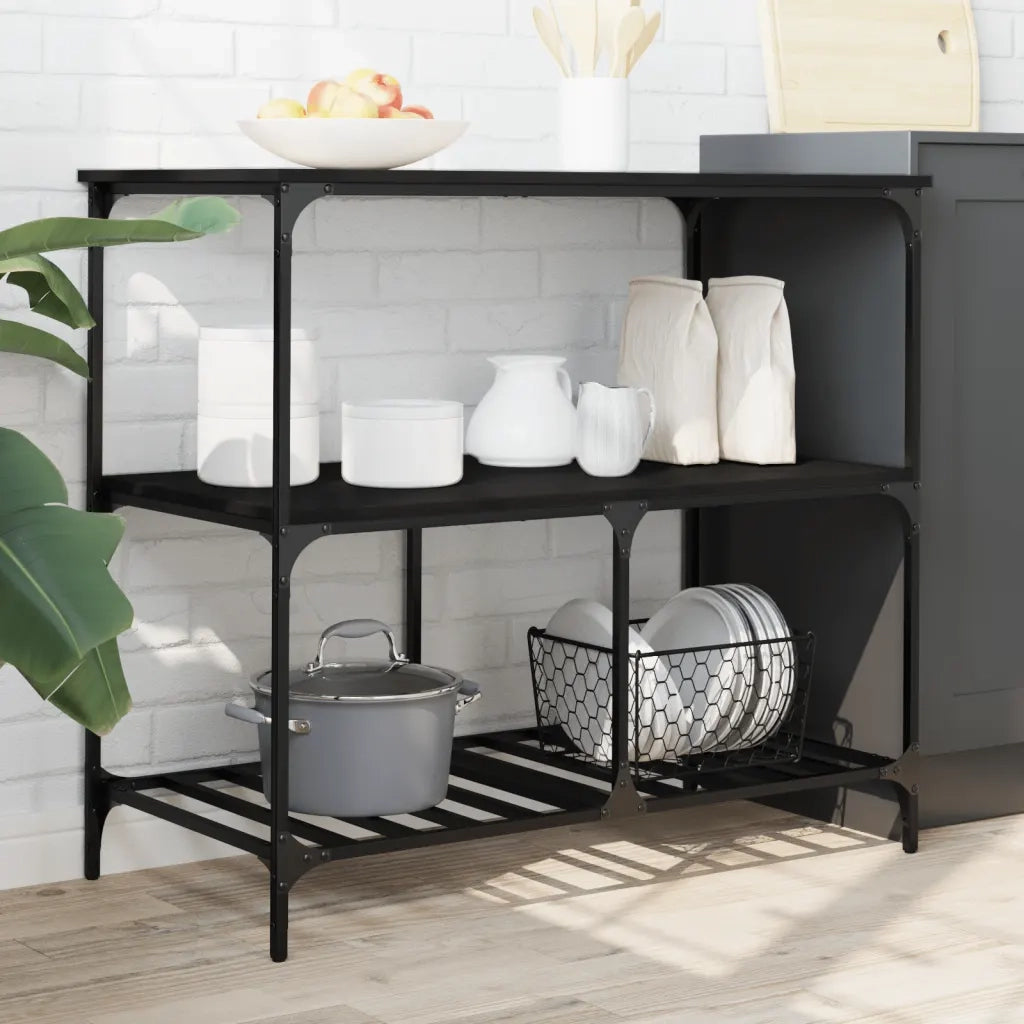 Carrello da Cucina Nero 100x50x95 cm in Legno Multistratocod mxl 90703