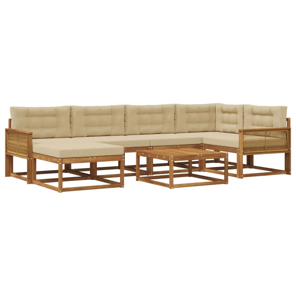 Set di divani da esterno con cuscino 7 pcs Naturale e Beige 3382731
