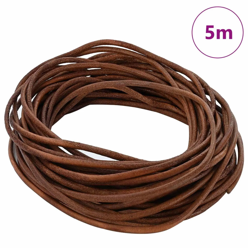 Cordino in Pelle Marrone Chiaro Ø3 mm x 5 m Pelle 42022003