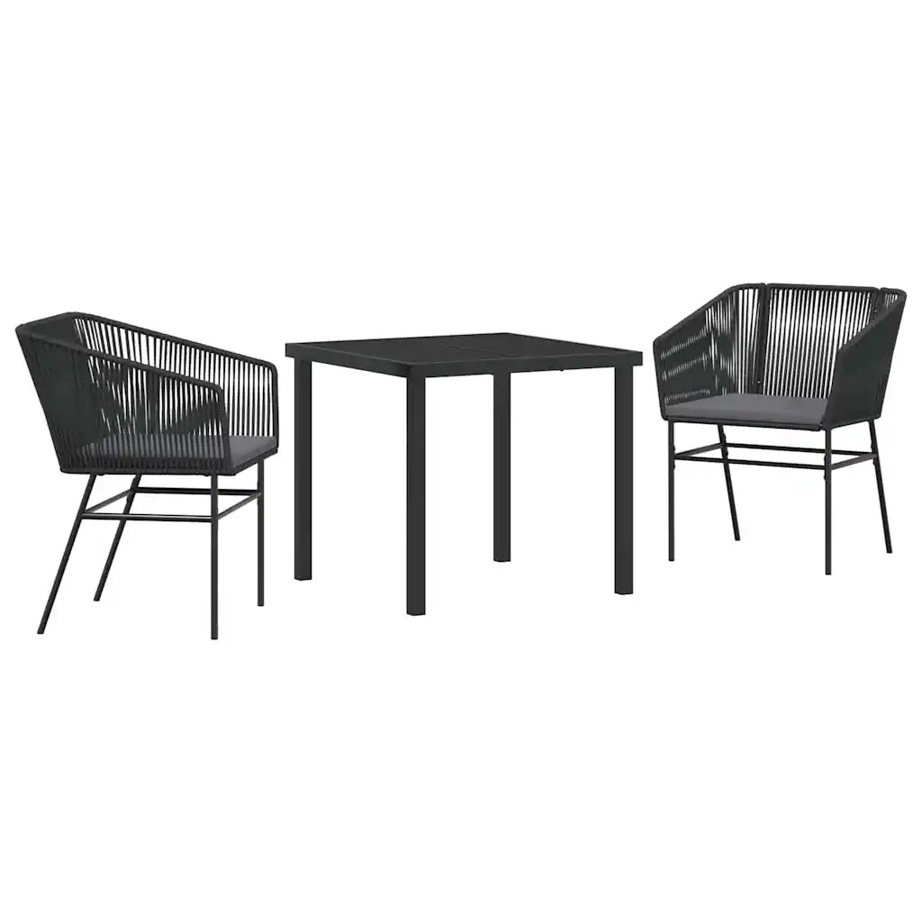 Set da Pranzo per Giardino con cuscino 3 pcs Nero 3380918