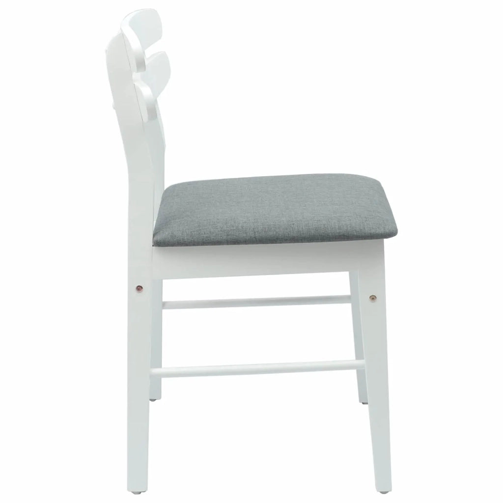 Sedia da pranzo 2 pcs Bianco e Grigio Legno di gomma solido