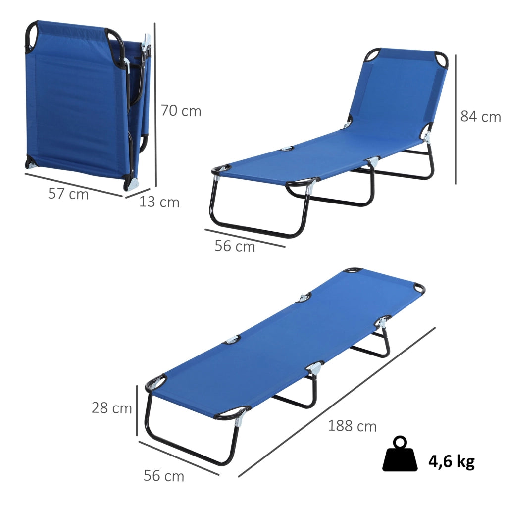Poltrona reclinabile pieghevole 5 posizioni ¨C zephmum ¨C blu 188x56x28 cm