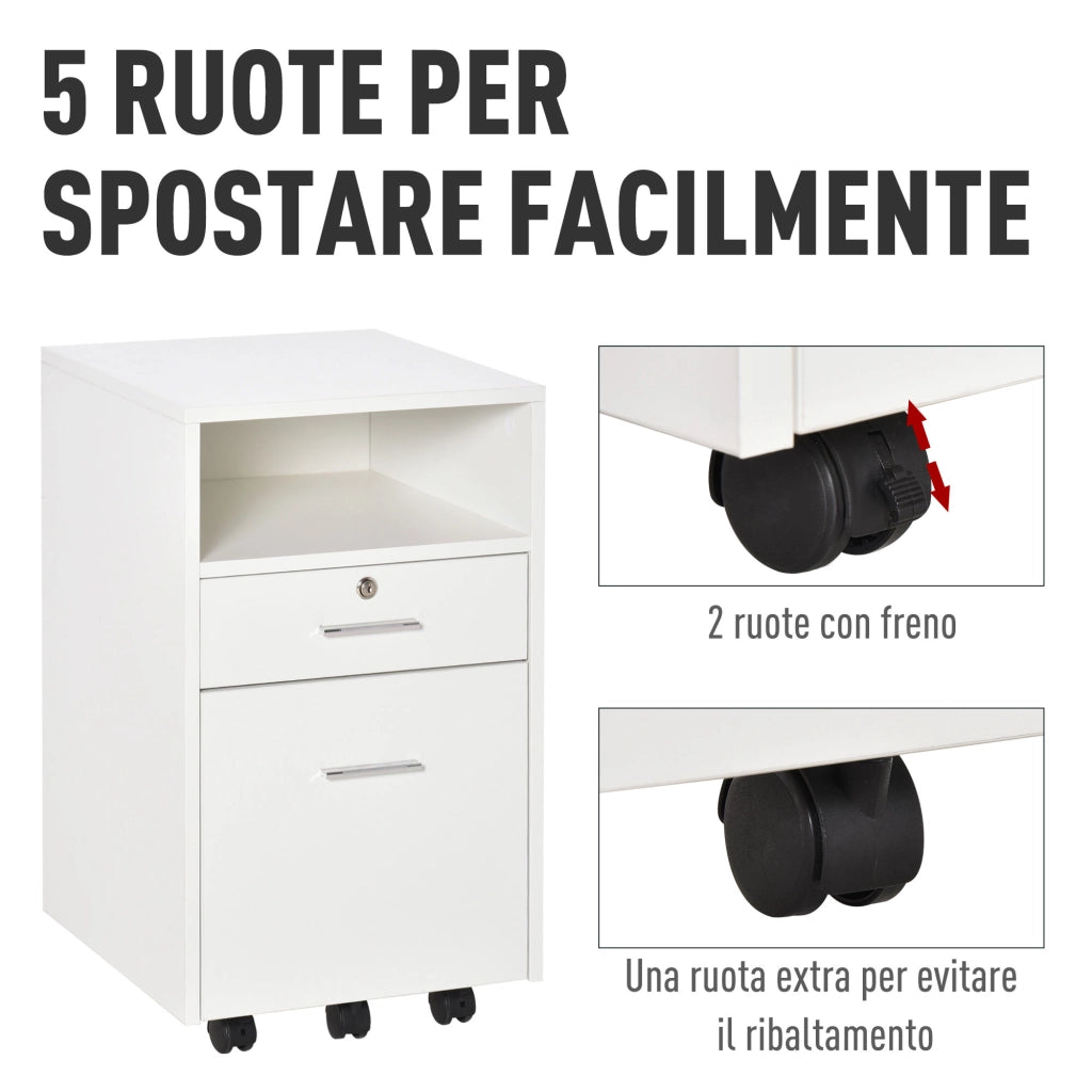 Scrivania con cassettiera ¨C zephmum ¨C 39x40x65 cm, bianco