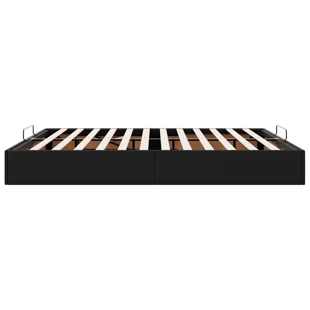 Struttura Letto Pouf senza Materasso Nero 160x200 cm Similpelle 3310809