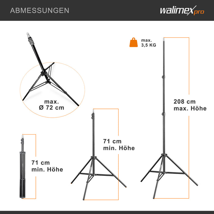 Set premium per studio fotografico incl. 2x treppiede lampada, 2x softbox LED 45 W bicolore e sfondo, potente illuminazione video per interno