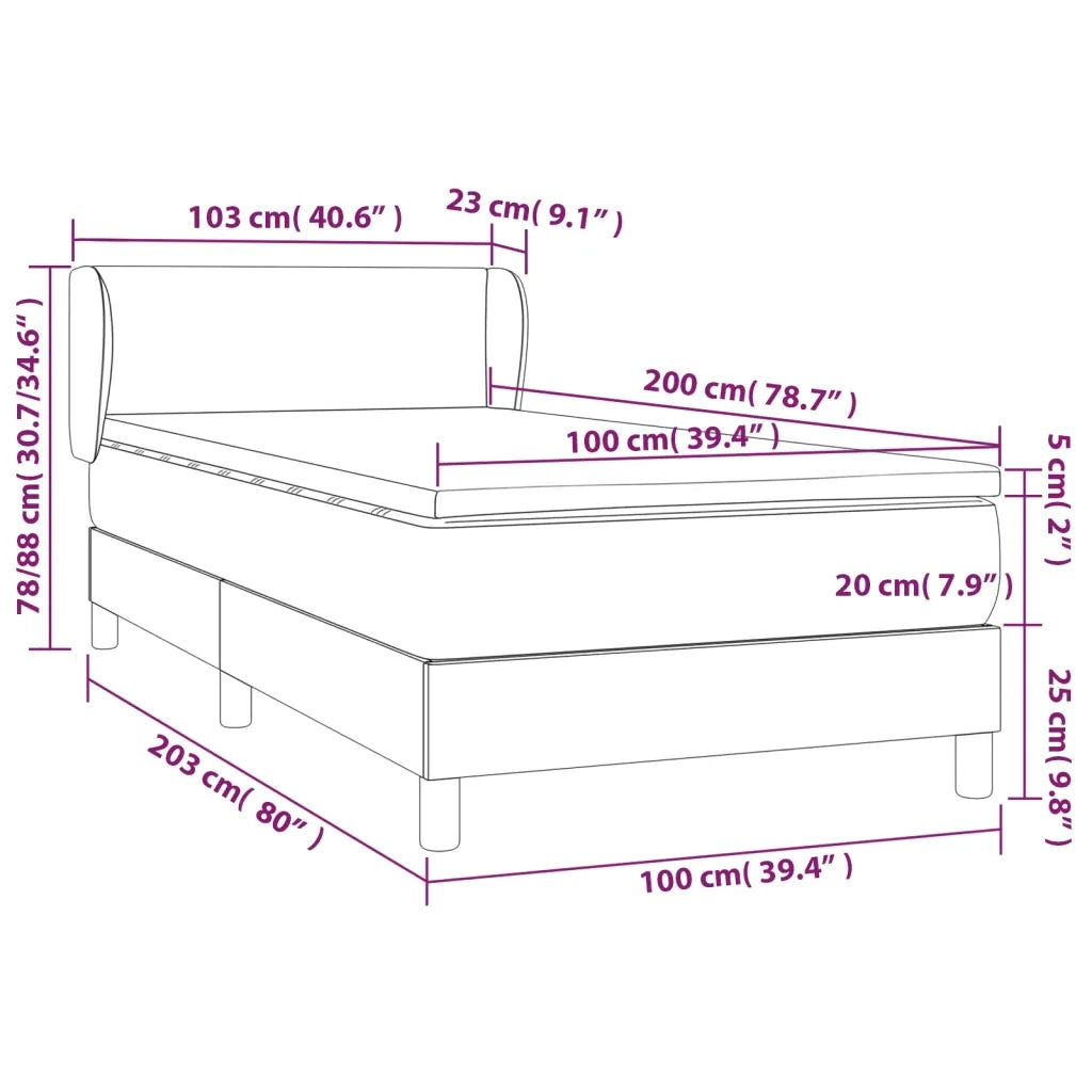 Giroletto a Molle con Materasso Grigio Chiaro100x200 cm Tessuto