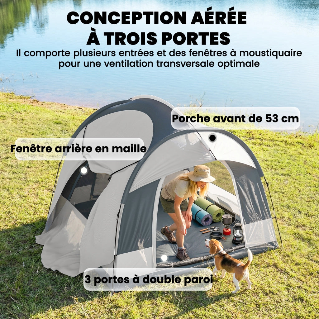Tenda da campeggio 2-4 persone con 3 porte ¨C zephmum ¨C Blu scuro
