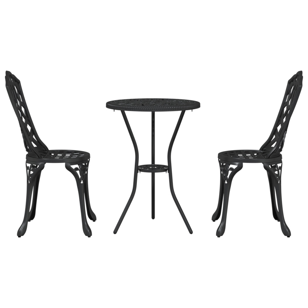 Set Bistro Giardino 3 Pezzi in Alluminio Nero
