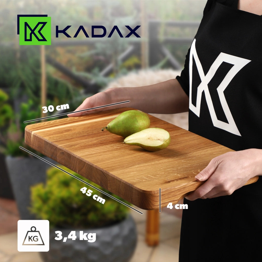Tagliere da cucina in legno KADAX 45x30cm per servire, in rovere, blocco grande