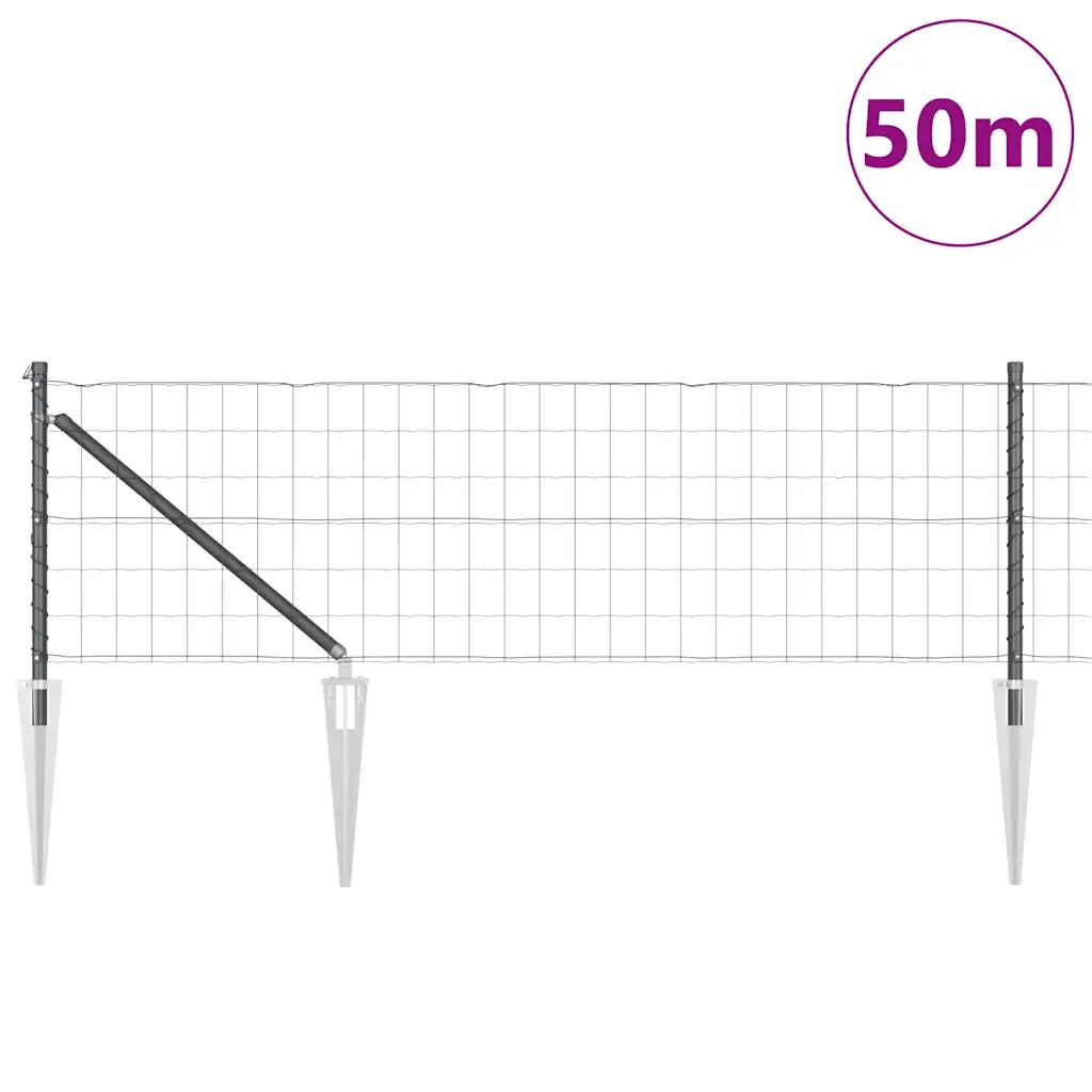 Recinzione con Posto Grigio 0,4 x 50 m Acciaio e PVC