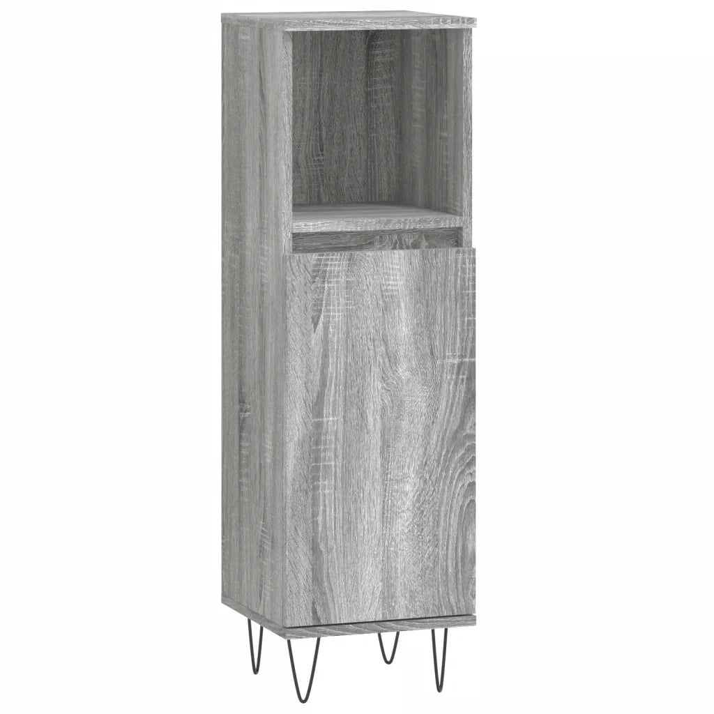 Mobiletto da bagno con 2 scomparti 30 x 30 x 100 cm stile industriale legno composito grigio 02_0049007
