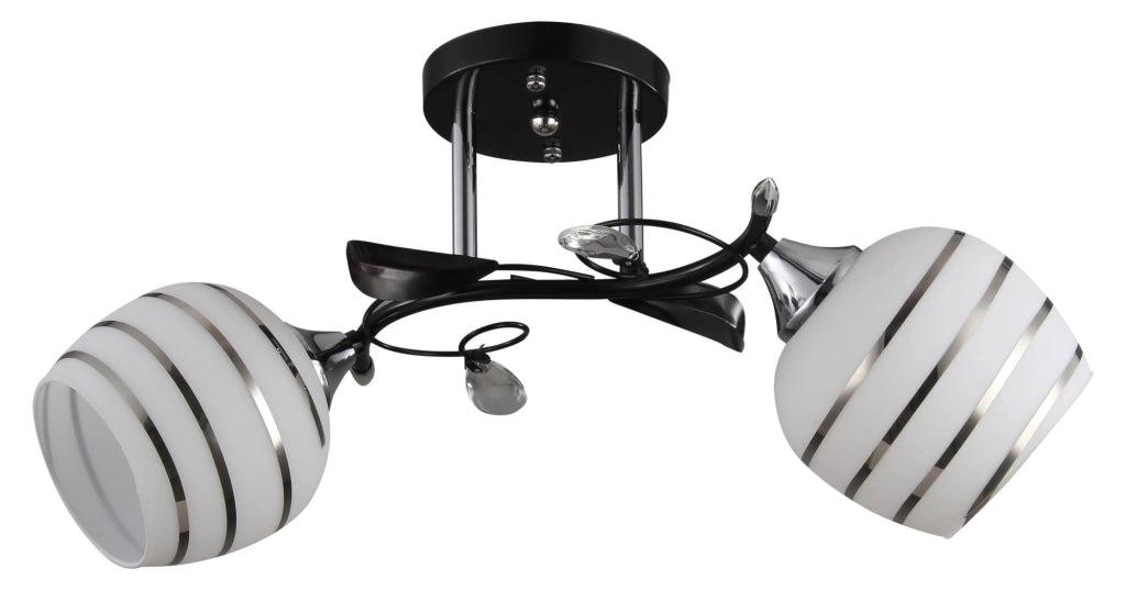 Plafoniera Lampex Milton 2 luci nero/bianco Ø50 E27
