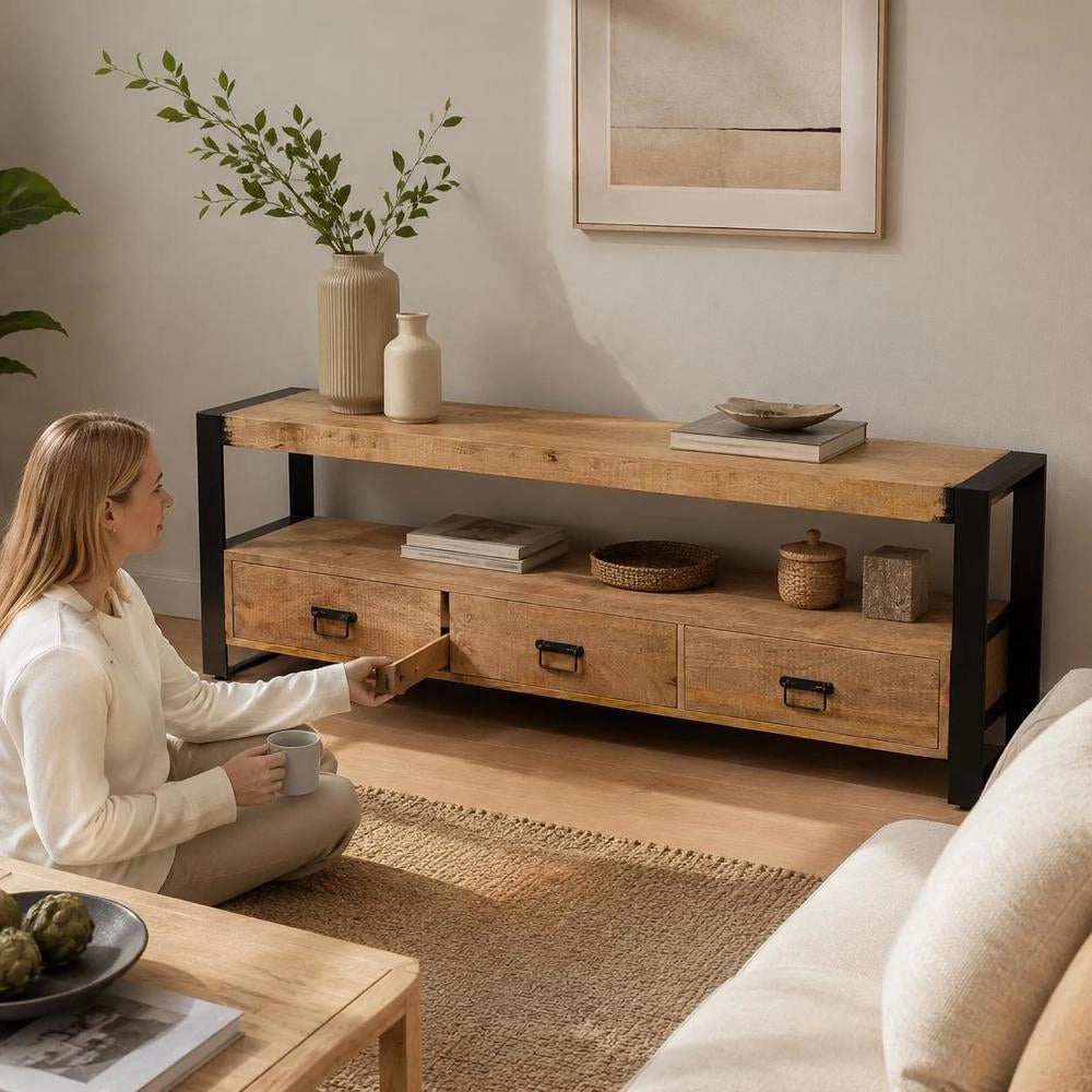 TV Cabinet 150 X 30 X 45 Cm Solid Mango Wood