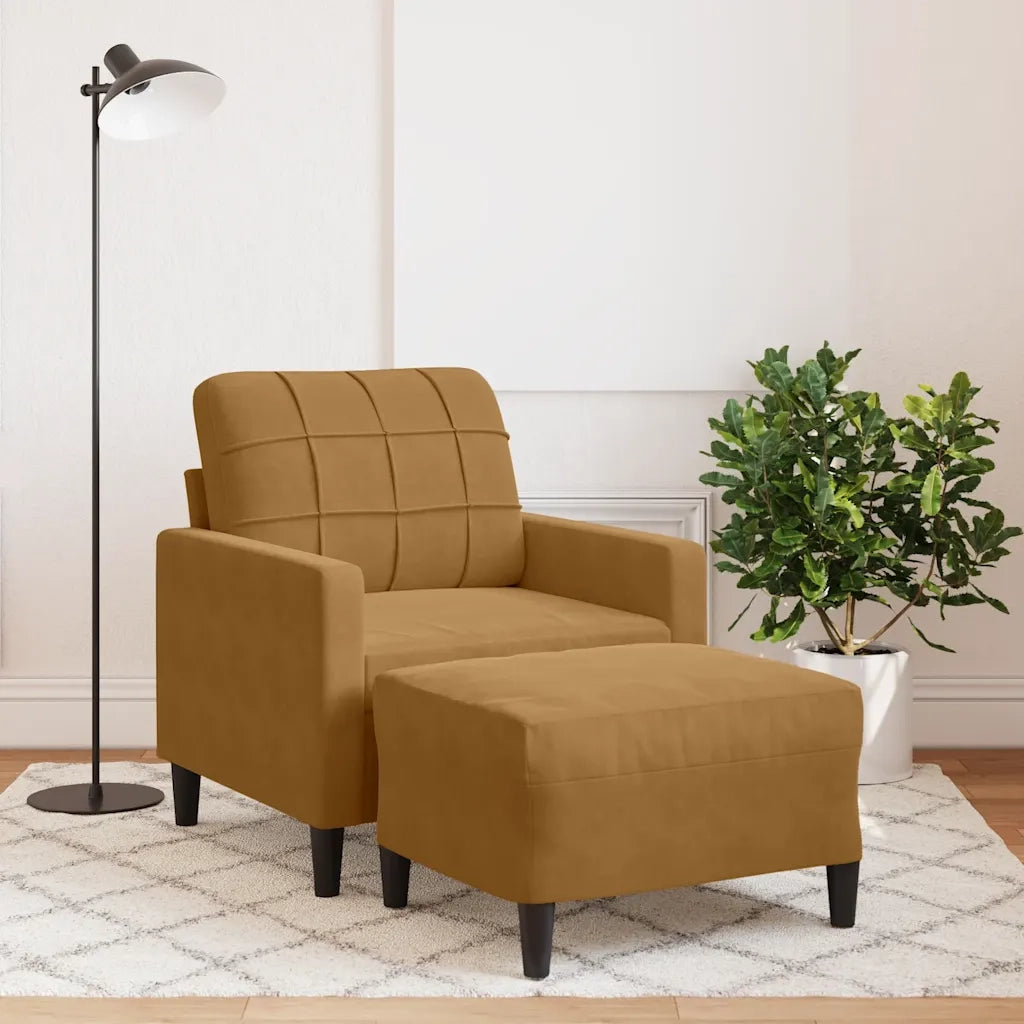 Poltrona con Poggiapiedi Marrone 60 cm in Velluto 3278264