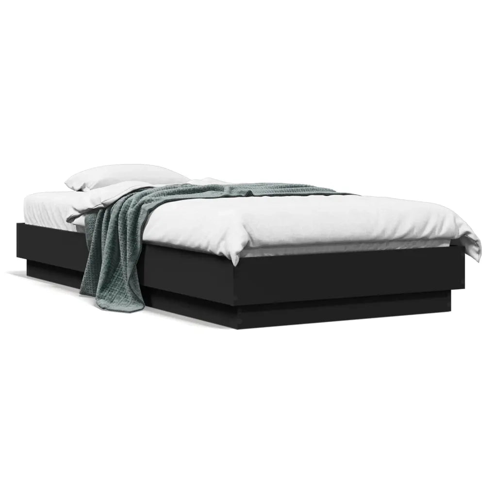 Letto singolo | Letto per adulti | Giroletto Nero 75x190 cm in Legno Multistrato