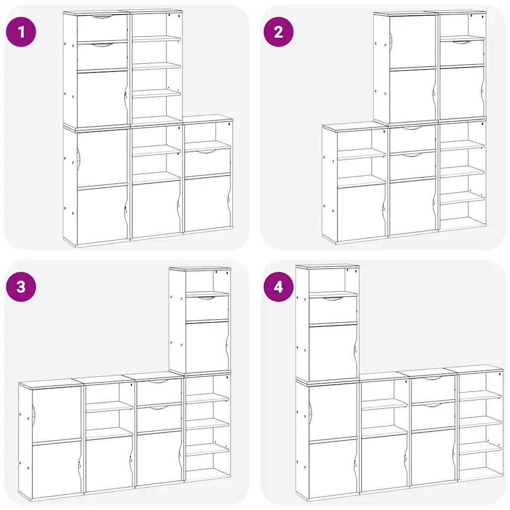 Armadietti Laterali 5 pz ODDA Bianco 40x24x79 cm Legno di Pino 3365365