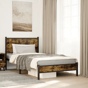 vidaXL Giroletto senza Materaso in Metallo Rovere Fumo 100x190 cm