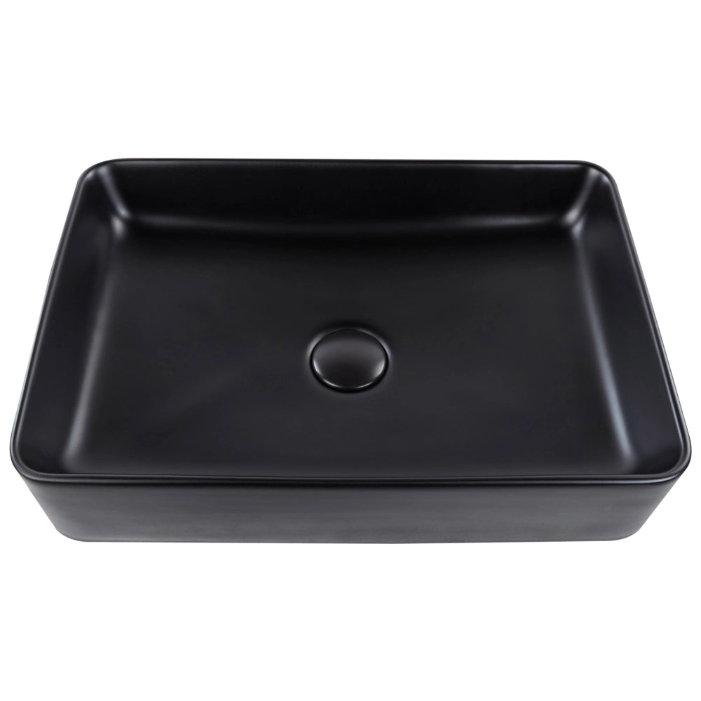 Lavabo da appoggio in ceramica con finitura nera opaca 510 x 340 mm Lavello da bagno rettangolare
