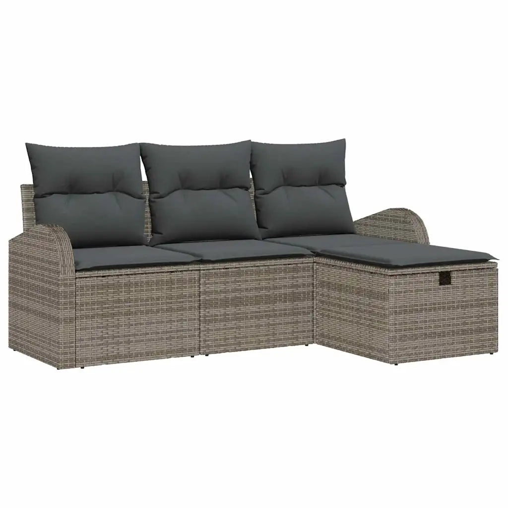 Set di divani con cuscino 4 pcs Grigio polyrattan